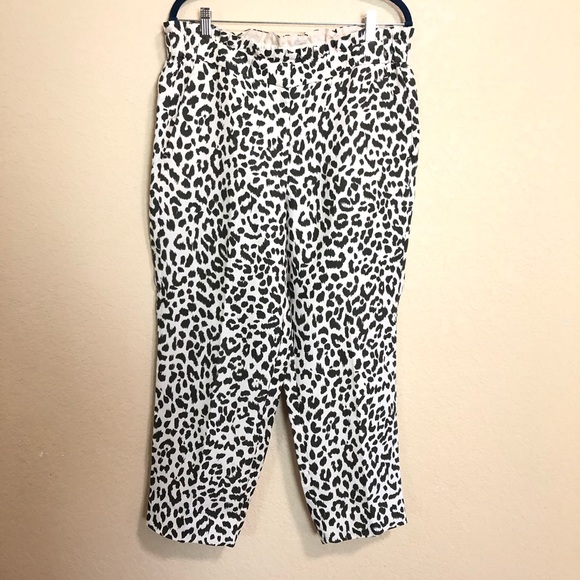 J. Crew | Pants & Jumpsuits | J Crew 4 Ruffle Waist Linen Pant Leopard 